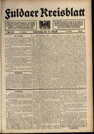 Ausgabe vom Donnerstag, den 14. August 1913.