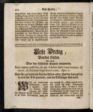 414-428, Erste Predig von der Hoellen