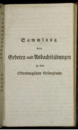 Sammlung von Gebeten und Andachtsübungen zu dem Oldenburgischen Gesangbuche.