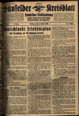 Erste Ausgabe vom Freitag, den 03. April 1936.