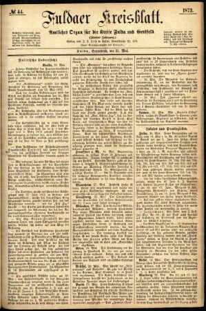 Ausgabe vom Samstag, den 31. Mai 1873.