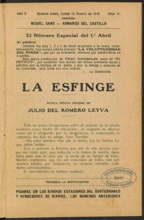 1918000218: La esfinge : novela inédita original