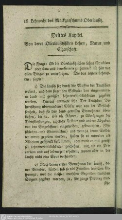 Drittes Kapitel. Von derer Oberlausitzischen Lehen, Natur und Eigenschaft