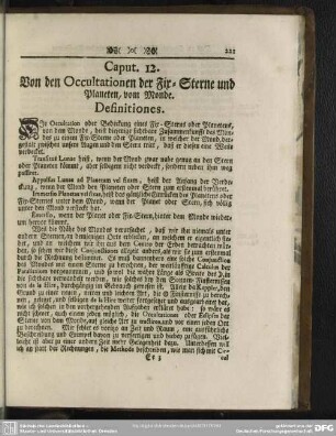 Caput. 12. Von den Occultationen der Fix-Sterne und Planeten, vom Monde