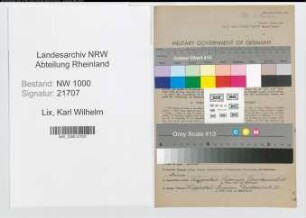 Entnazifizierung Karl Wilhelm Lix, geb. 22.03.1900 (Telegrafenassistent)