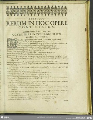 Syllabus Rerus In Hoc Opere Contentarum