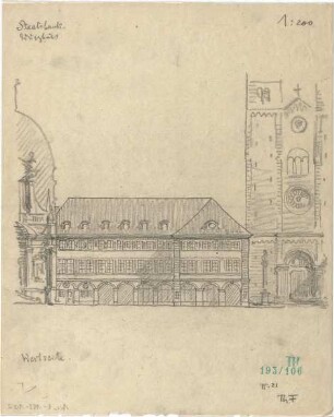 Fischer, Theodor; Würzburg, Münsterplatz; Sparkasse - Westseite (Ansicht)
