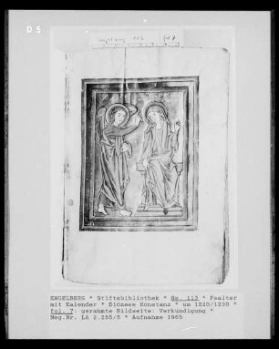 Psalter mit Kalender, fol. 7: Verkündigung