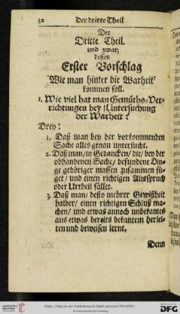 Erster Vorschlag: Wie man hinter die Warheit kommen soll