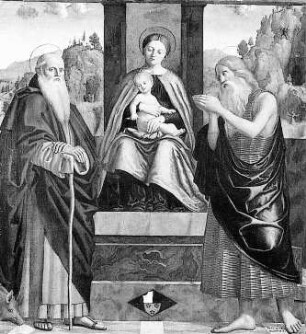 Thronende Maria mit Kind und den heiligen Antonius Abbas und Paulus Eremita