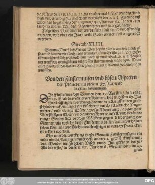 Von den Finsternussen und bösen Aspecten der Planeten in diesem 87. Jar/ und derselben bedeutungen.