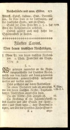 Fünftes Capitel. Von denen teutschen Reichstägen.