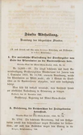 Fünfte Abtheilung. Beamtung des bürgerlichen Standes