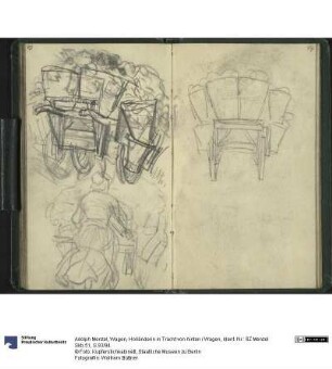 Wagen, Holländerin in Tracht von hinten / Wagen