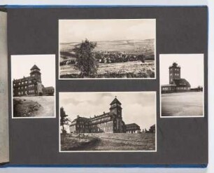 Albumseite mit vier Fotografien : Album mit Fotografien Erich Hellers von einem Betriebsausflug 1960 nach Annaberg. Kunstledereinband mit Spiralbindung,geprägt, z. T. Goldprägung; 23 x 31 x 2 cm (23 x 31 x 2 cm). Dresden: SLUB/DF 2017.D.45