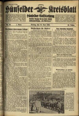 Erste Ausgabe vom Freitag, den 10. Juni 1938.
