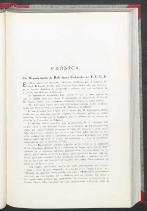 Un Departamento de Relaciones Culturales en E.E.U.U.