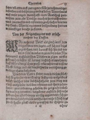 Von der Kriegsthugent vnd erfahrenheit der Hessen.