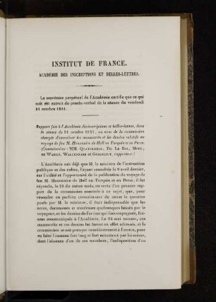 INSTITUT DE FRANCE ACADEMIE DES INSCRIPTIONS ET BELLES-LETTRES.