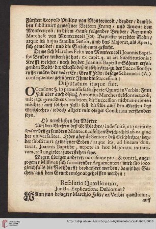 Resolutio Quæstionum, juncta Explicatione Dubiorum?