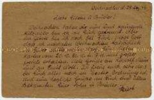 Vordruck-Postkarte aus einem sowjetischen Kriegsgefangenenlager an die Familie in Dortmund - Personenkonvolut
