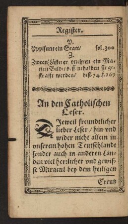 An den Catholischen Leser.