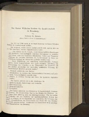 Das Kaiser Wilhelms Institut für Landwirtschaft in Bromberg.
