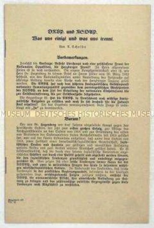 Propagandaschrift der DNVP zur Abgrenzung von der NSDAP