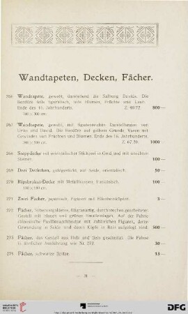 Wandtapeten, Decken, Fächer (Nr. 266-271)