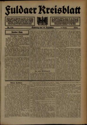 Zweite Ausgabe vom Samstag, den 19. Dezember 1914.