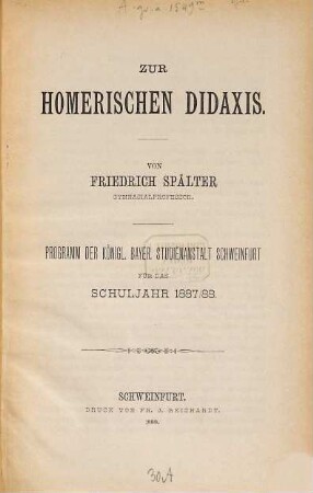 Zur homerischen Didaxis