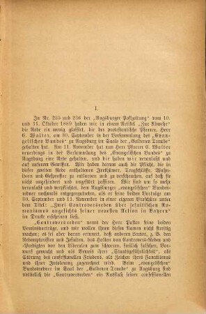 Ein Wort der Abwehr gegen protestantische Angriffe : katholische Glossen zu einer Rede des II. protestantischen Pfarrers Chr. Walter von St. Ulrich in Augsburg