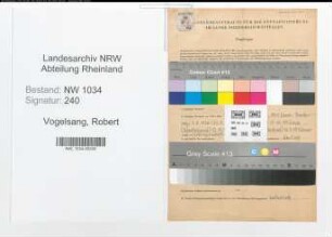 Entnazifizierung Robert Vogelsang , geb. 21.04.1893 (Oberleutnant)