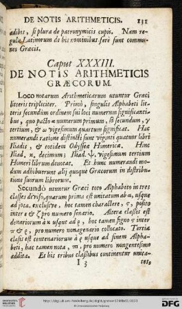 Caput XXXIII: De notis Arithmeticis Graecorum