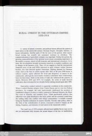 Rural Unrest In The Ottoman Empire 1830-1914