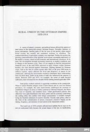 Rural Unrest In The Ottoman Empire 1830-1914