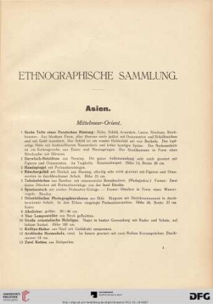 Ethnographische Sammlung (Nr. 1-231)