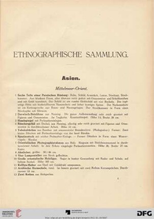 Ethnographische Sammlung (Nr. 1-231)