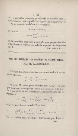 Sur les normales aux surfaces du second ordre.