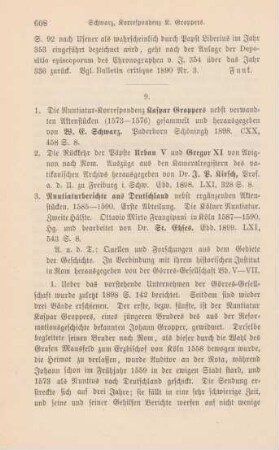 608-610 [Rezension] Gropper, Kaspar, Die Nuntiatur-Korrespondenz Kaspar Groppers nebst verwandten Aktenstücken