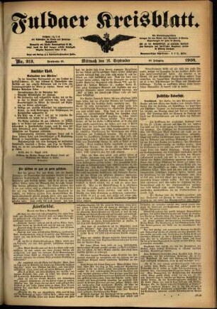 Ausgabe vom Mittwoch, den 16. September 1908.