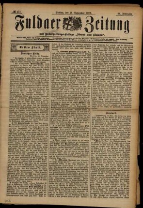 Erste Ausgabe vom Freitag, den 26. November 1897.