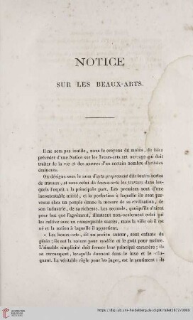 Notice sur les beaux-arts