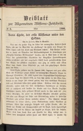 Beiblatt N° 3. Mai 1900