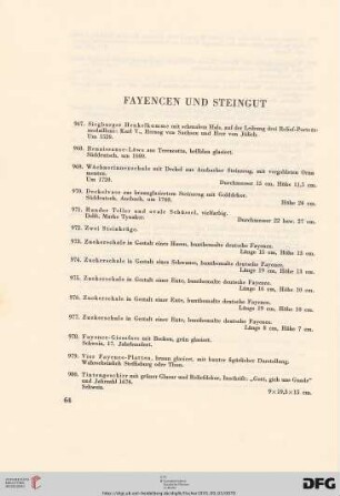 Fayencen und Steingut (Nr. 967-995)