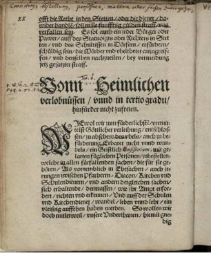 Vonn Heimlichen verlobnüssen/ unnd in tertio gradu/ hinfürder nicht zufreien