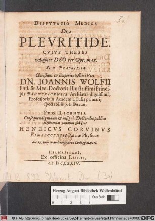 Disputatio Medica De Pleuritide