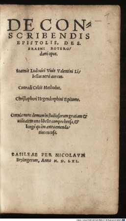 De Conscribendis Epistolis, Des. Erasmi Roterodami opus