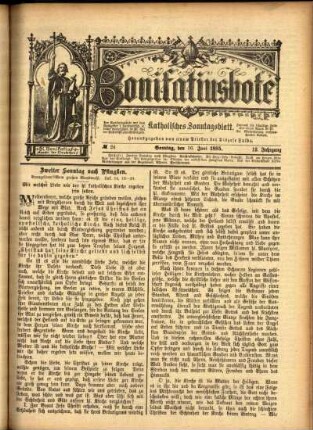 Erste Ausgabe vom Sonntag, den 16. Juni 1895.