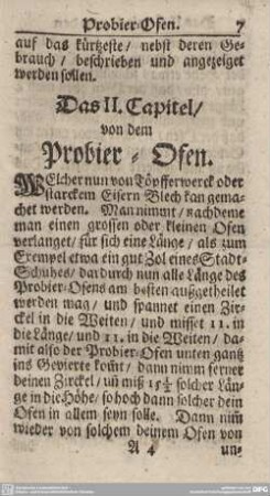 Das II. Capitel/von dem Probier-Ofen.